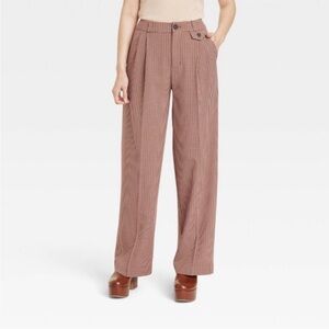 a new day Women's Checkered Wide-Leg Pants - Brown